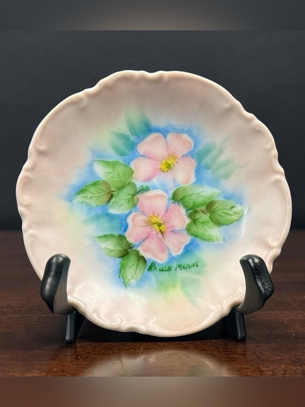 Decorative Floral Hand Painted Plate by Paula Means